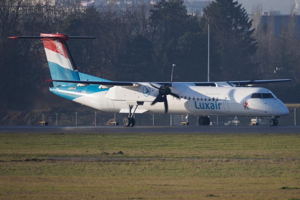 Luxembourg Findel Airport: Luxair (LG / LGL) | De Havilland Canada Dash 8-400 DH8D | LX-LGM | MSN 4425