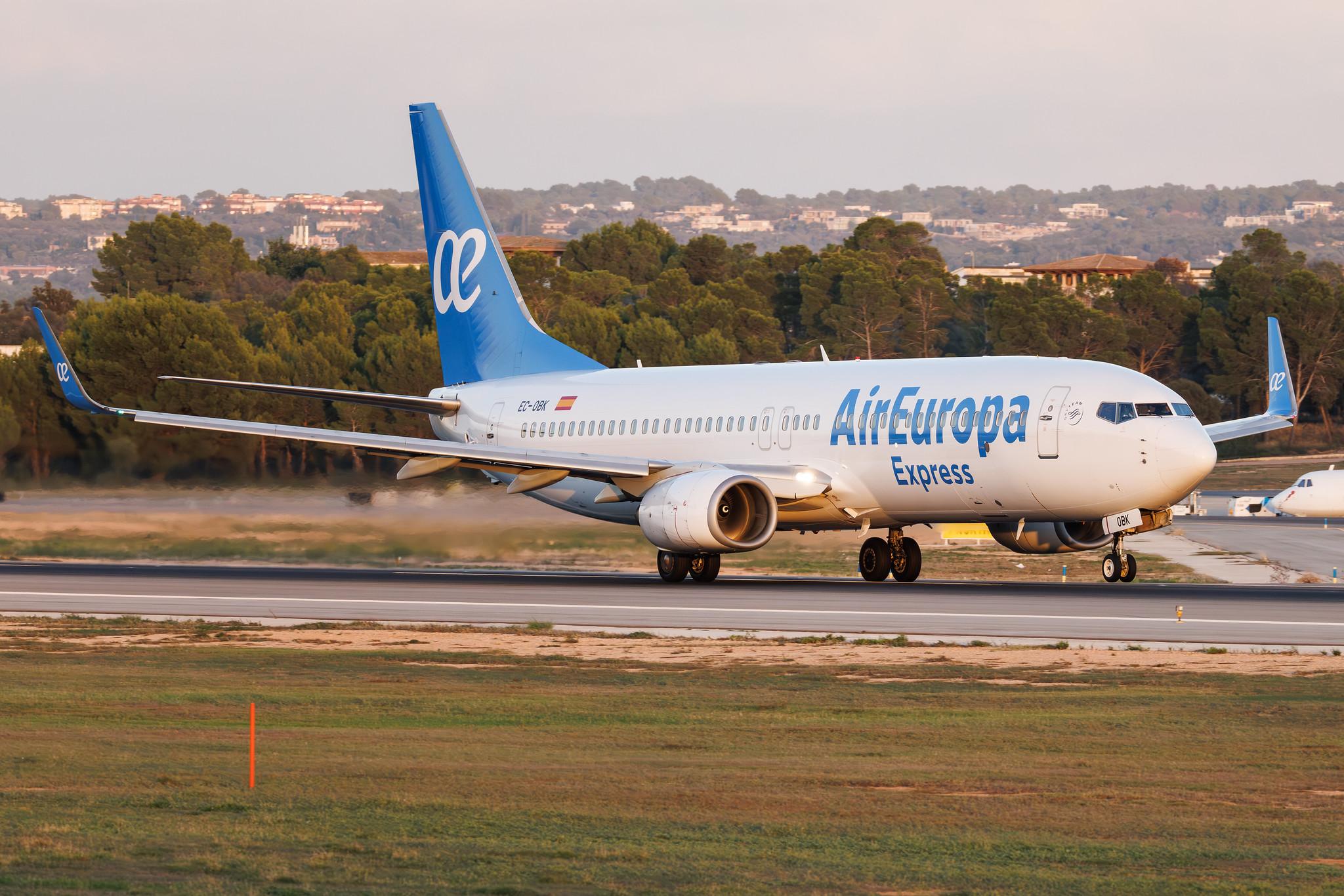 Palma de Mallorca Airport: Air Europa (UX / AEA) | Operator: Air Europa Express | Boeing 737-8GJ B738 | EC-OBK | MSN 37365