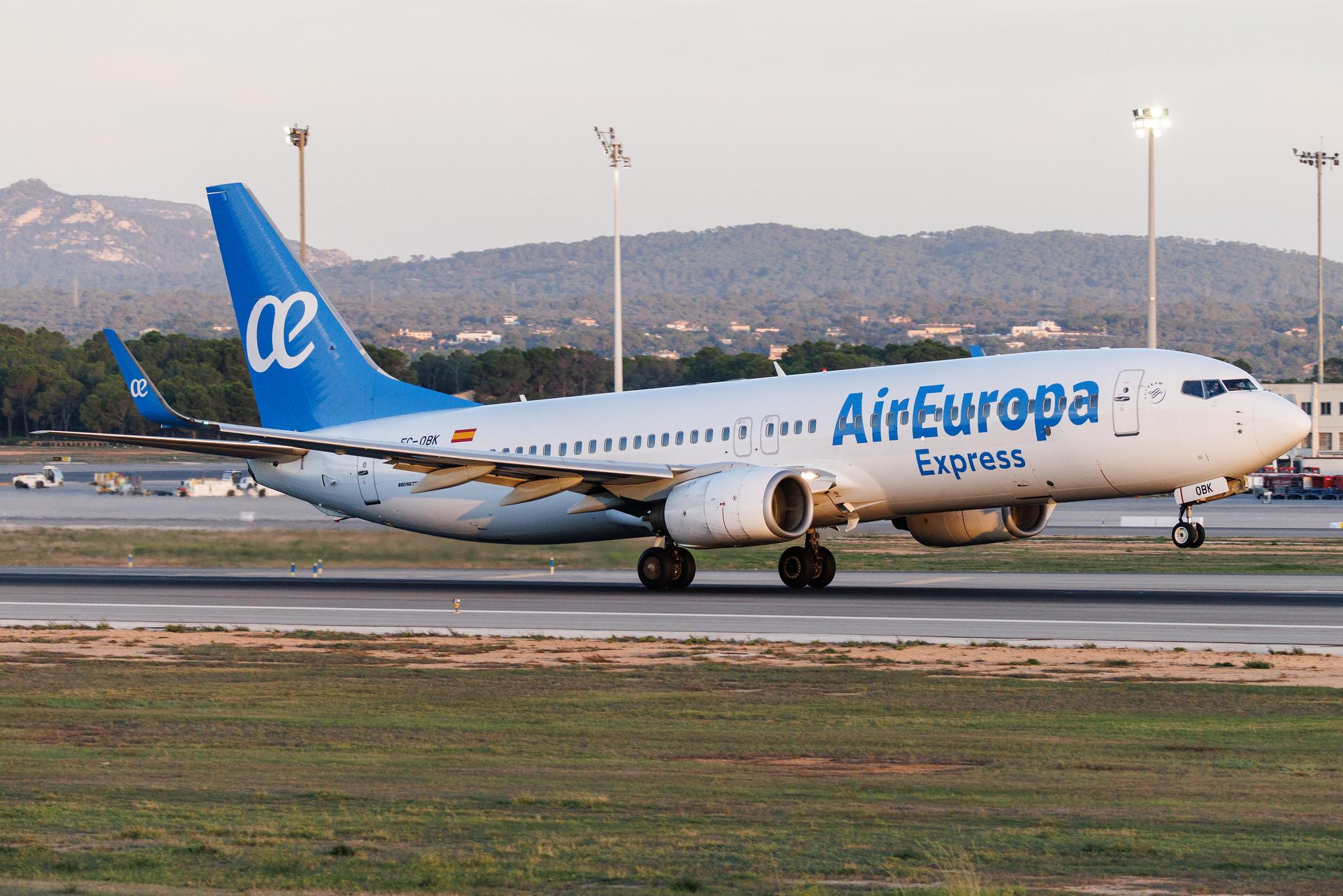 Palma de Mallorca Airport: Air Europa (UX / AEA) | Operator: Air Europa Express | Boeing 737-8GJ B738 | EC-OBK | MSN 37365