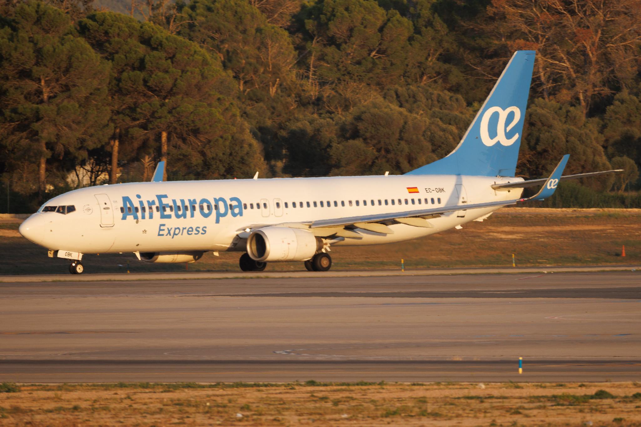Palma de Mallorca Airport: Air Europa (UX / AEA) | Operator: Air Europa Express | Boeing 737-8GJ B738 | EC-OBK | MSN 37365