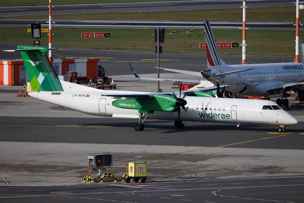 Hamburg Airport: Wideroe (WF / WIF) | De Havilland Canada Dash 8-400 DH8D | LN-WDN | MSN 4309