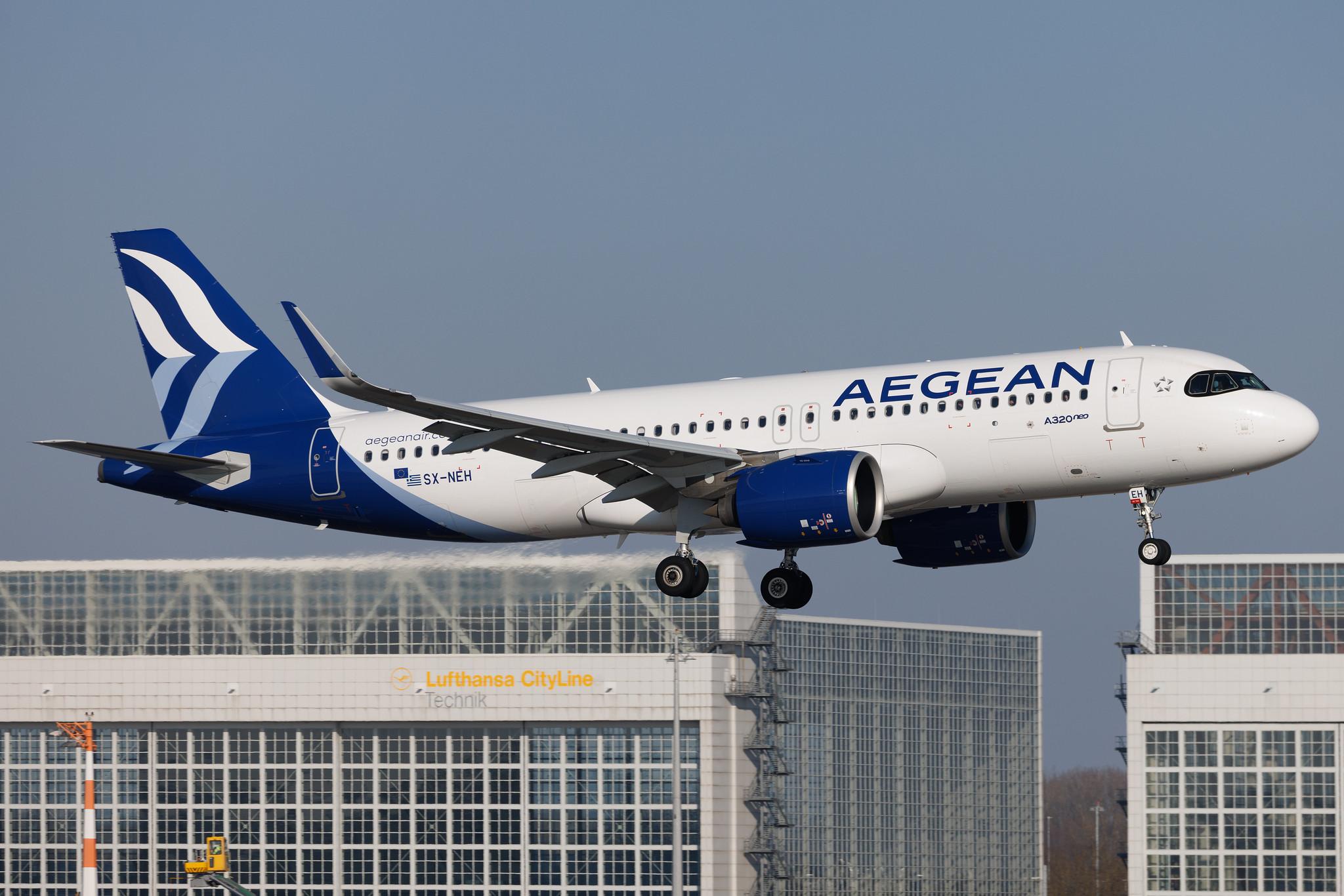 Munich Airport: Aegean Airlines (A3 / AEE) | Airbus A320-271N A20N | SX-NEH | MSN 11308