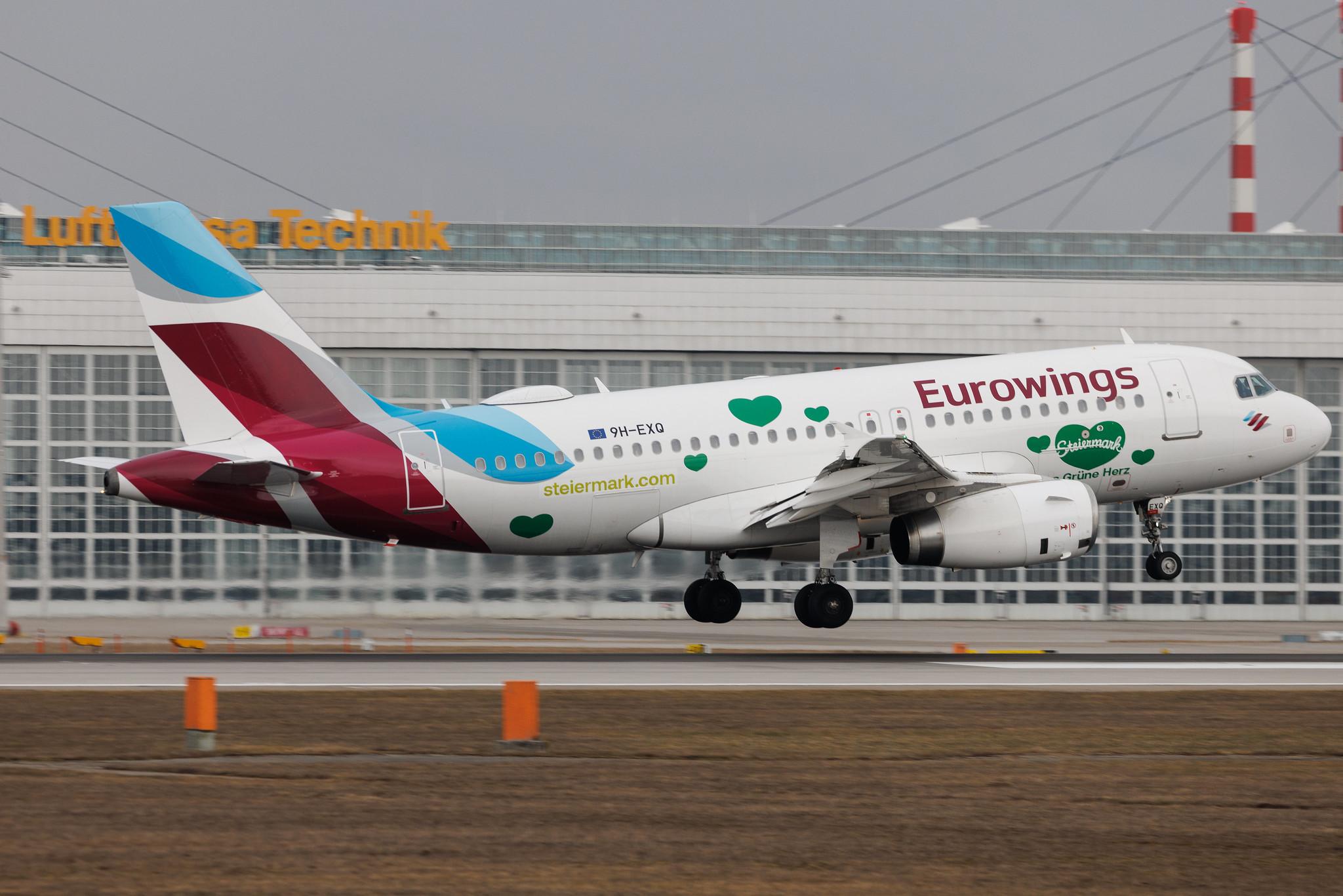 Munich Airport: Eurowings (EW / EWG) | Livery: Steiermark Sticker | Operator: Eurowings Europe | Airbus A319-132 A319 | 9H-EXQ | MSN 04256