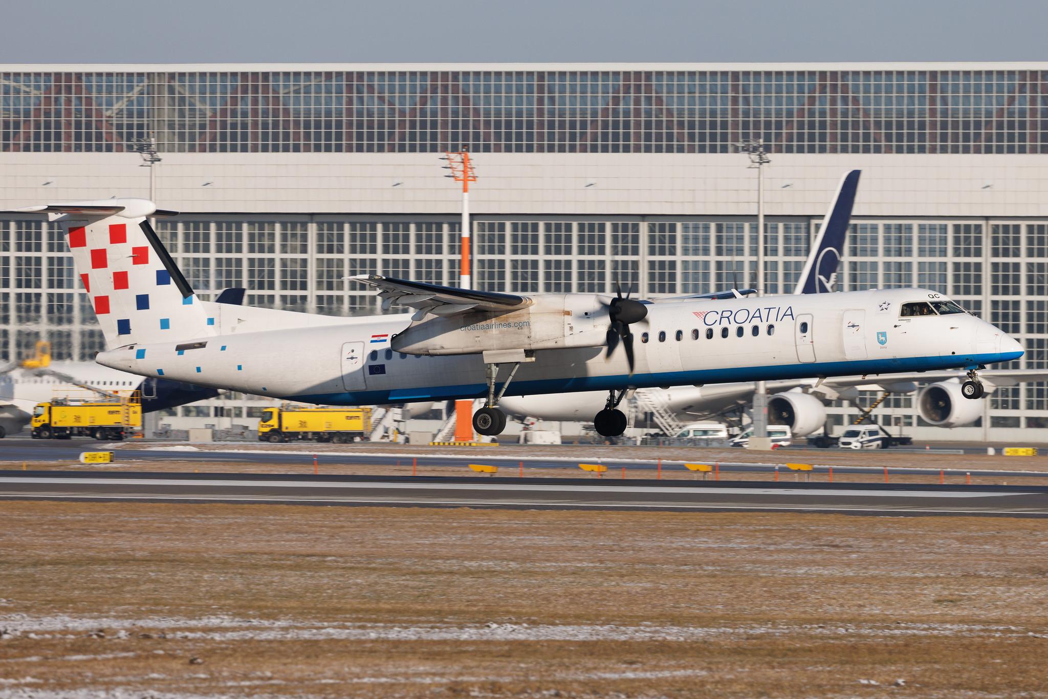 Munich Airport: Croatia Airlines (OU / CTN) | De Havilland Canada Dash 8-400 DH8D | 9A-CQC | MSN 4258