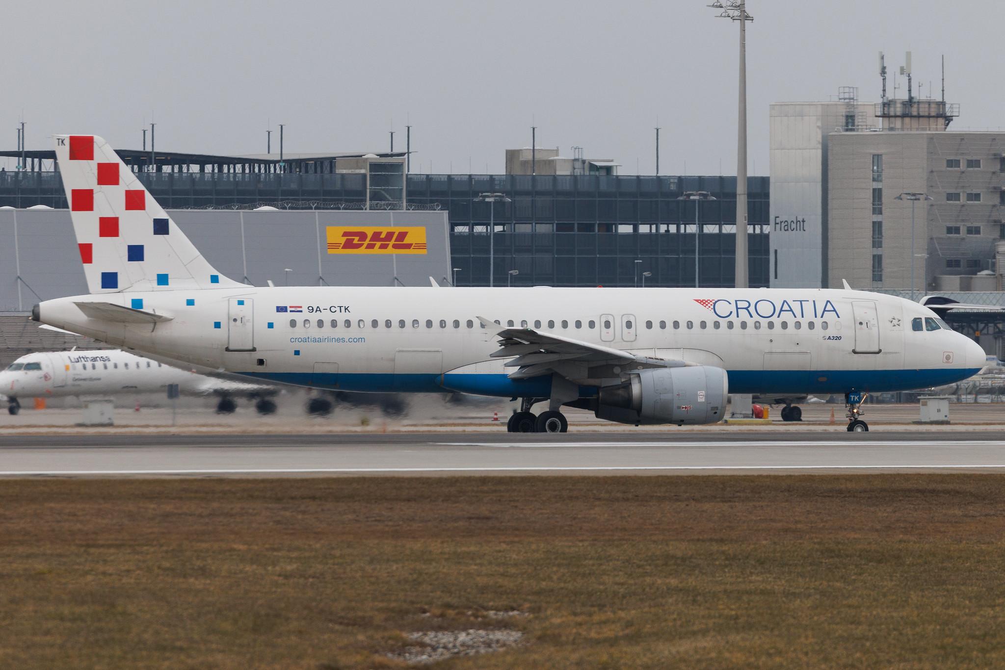 Munich Airport: Croatia Airlines (OU / CTN) | Airbus A320-214 A320 | 9A-CTK | MSN 1237