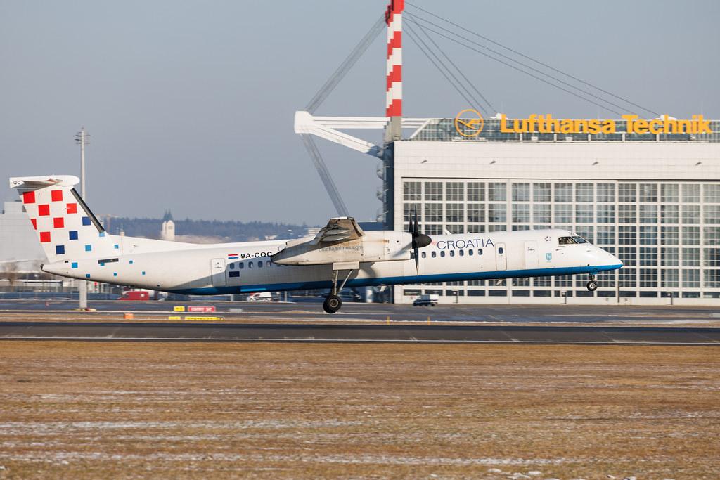Munich Airport: Croatia Airlines (OU / CTN) | De Havilland Canada Dash 8-400 DH8D | 9A-CQC | MSN 4258