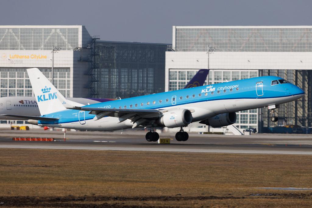 Munich Airport: KLM (KL / KLM) | Operator: KLM Cityhopper | Embraer E190STD E190 | PH-EZO | MSN 19000345