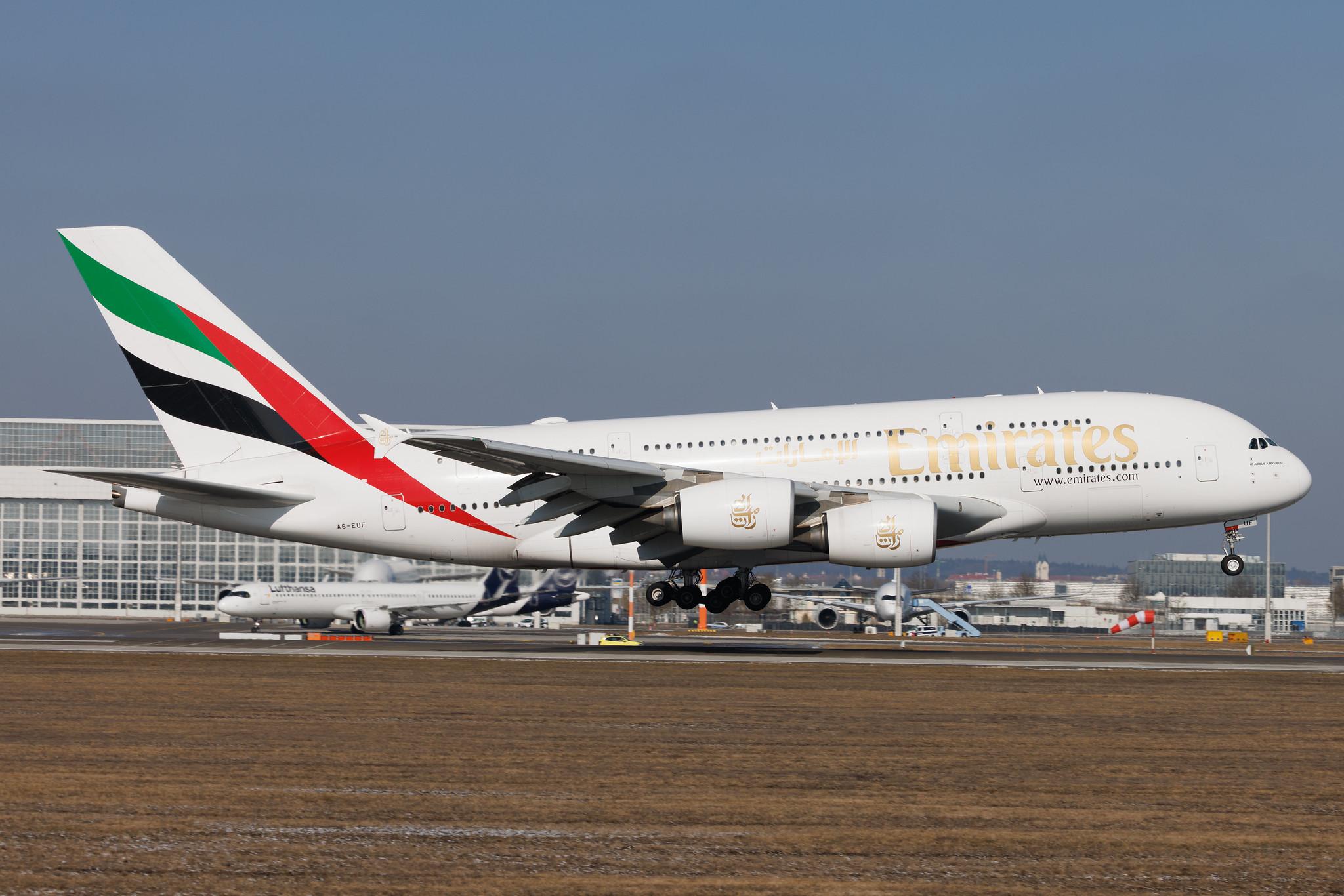 Munich Airport: Emirates (EK / UAE) | Airbus A380-861 A388 | A6-EUF | MSN 218