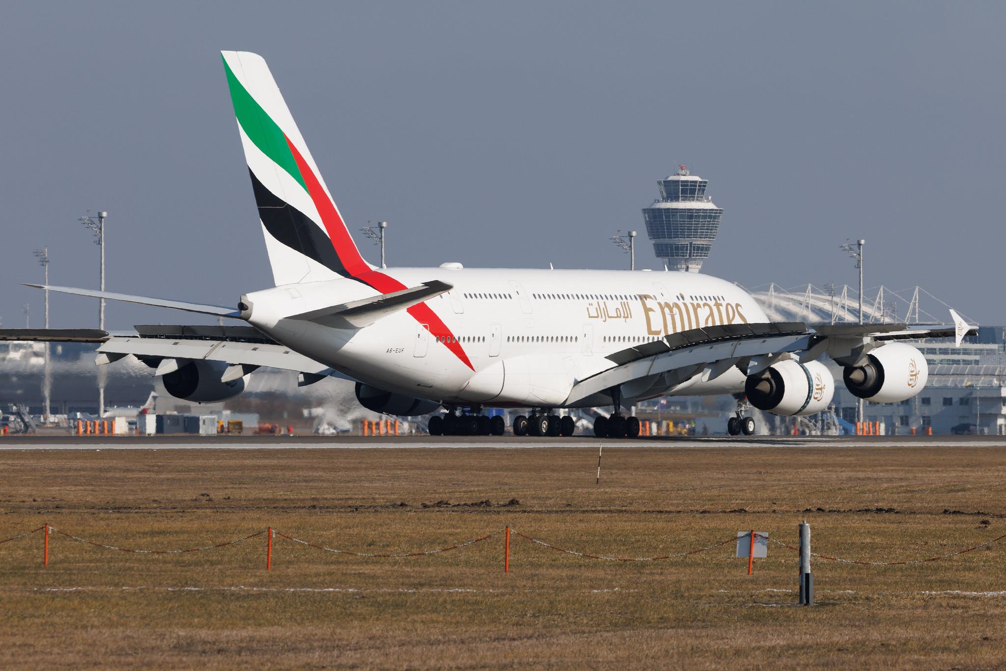 Munich Airport: Emirates (EK / UAE) | Airbus A380-861 A388 | A6-EUF | MSN 218