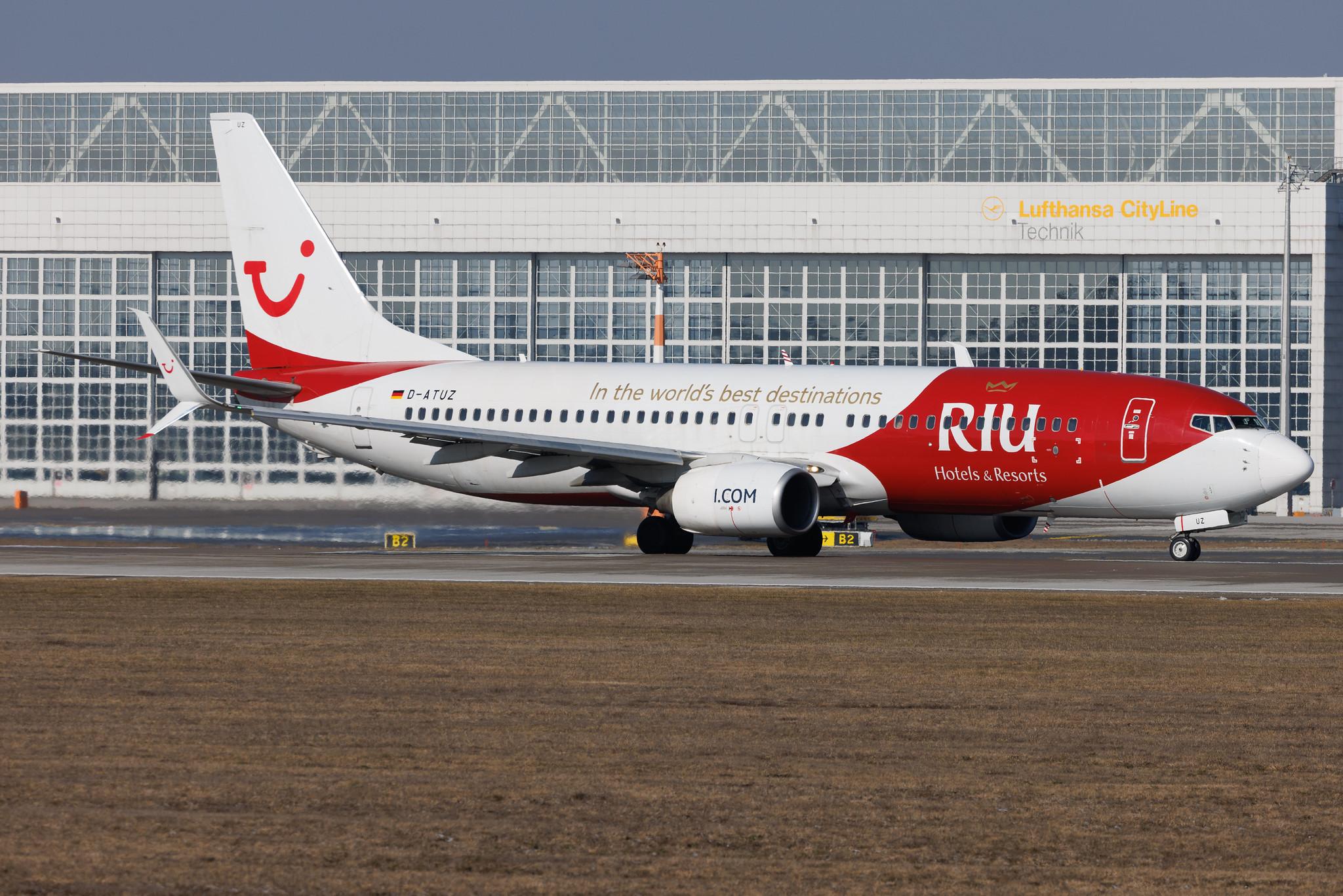 Munich Airport: TUI (X3 / TUI) | Livery: RIU Hotels & Resorts Livery | Operator: TUI fly | Boeing 737-8K5 B738 | D-ATUZ | MSN 34691