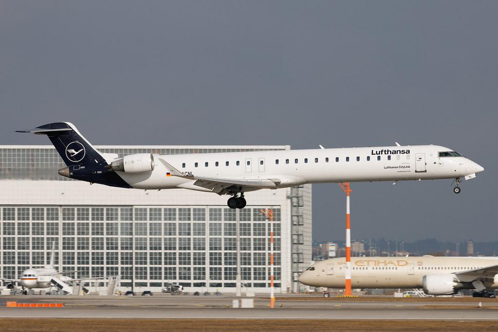 Munich Airport: Lufthansa (LH / DLH) | Operator: Lufthansa CityLine | Mitsubishi CRJ-900LR CRJ9 | D-ACNL | MSN 15252
