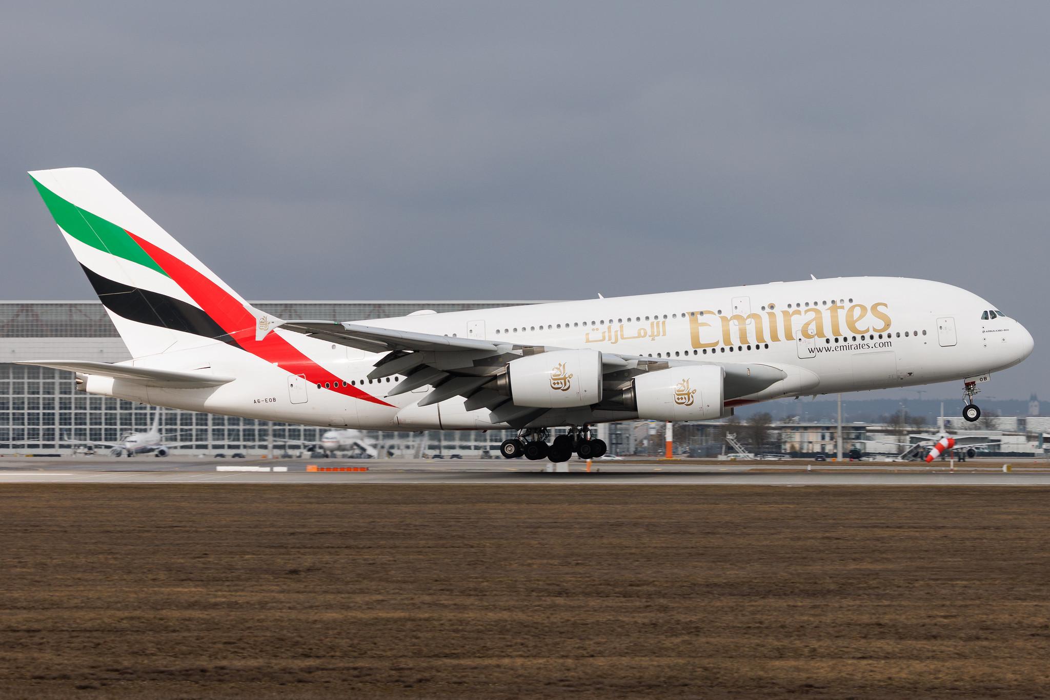 Munich Airport: Emirates (EK / UAE) | Airbus A380-861 A388 | A6-EOB | MSN 164