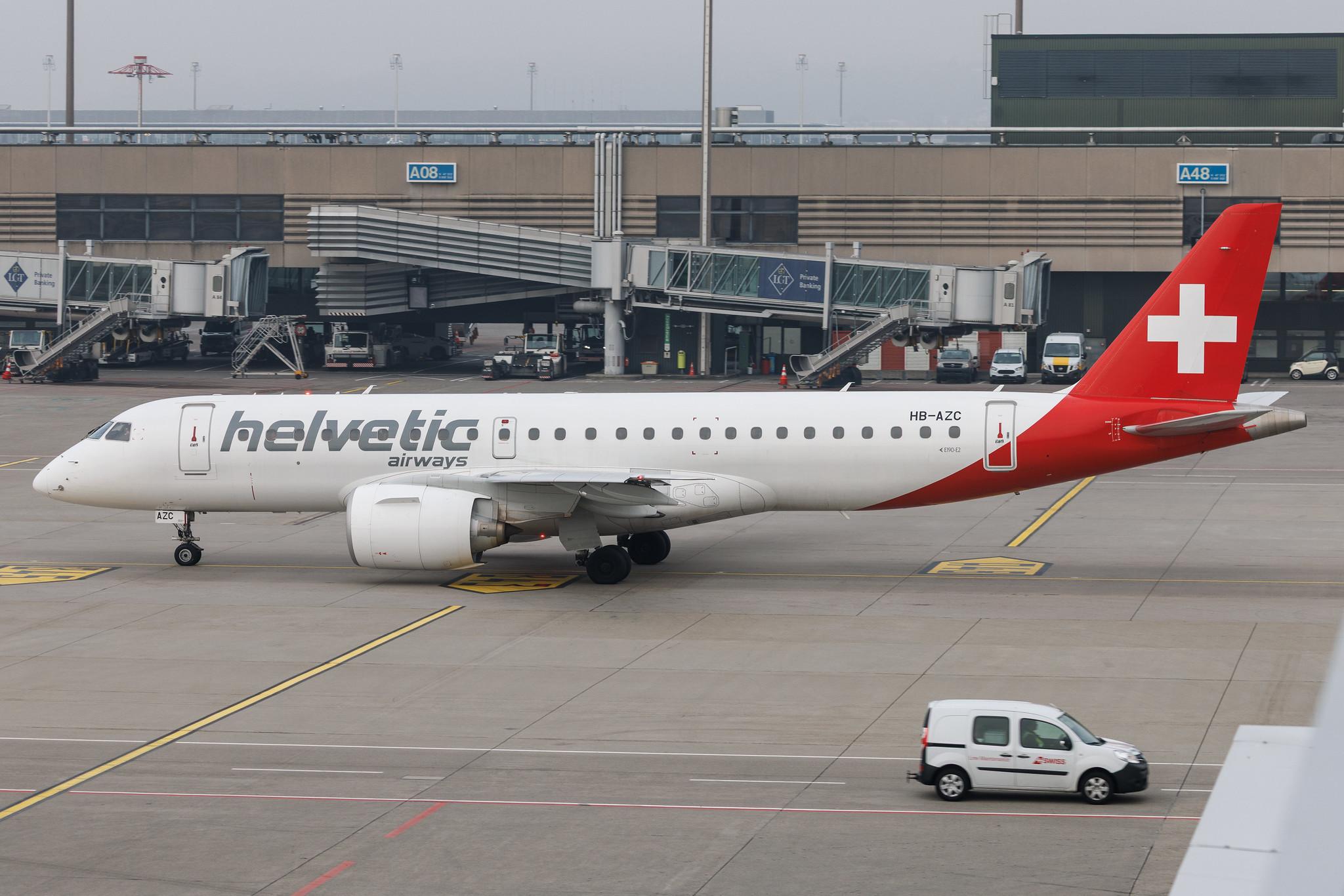Flughafen Zürich: Helvetic Airways (2L / OAW) | Embraer E190-E2 E290 | HB-AZC | MSN 19020030