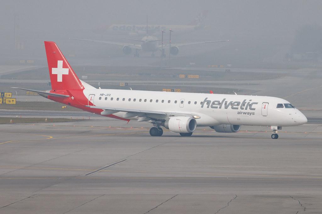 Flughafen Zürich: Helvetic Airways (2L / OAW) | Embraer E190LR E190 | HB-JVX | MSN 19000603