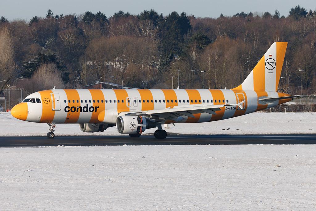 Hamburg Airport: Condor (DE / CFG) | Livery: Yellow Sunshine Livery | Airbus A320-212 A320 | D-ATCH | MSN 1437