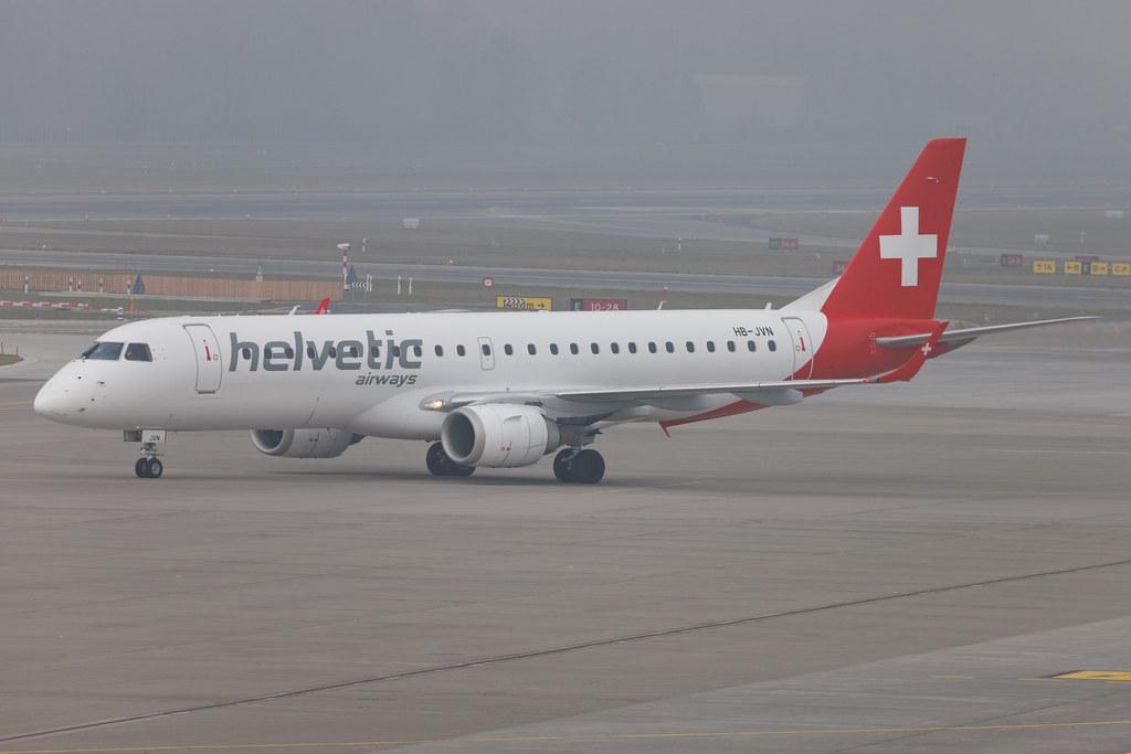 Flughafen Zürich: Helvetic Airways (2L / OAW) | Embraer E190LR E190 | HB-JVN | MSN 19000285