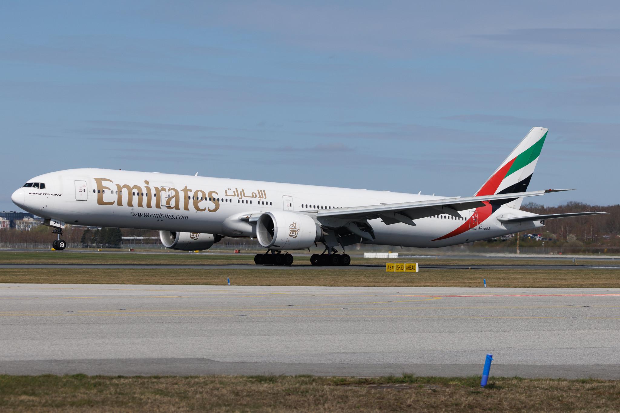 Hamburg Airport: Emirates (EK / UAE) | Boeing 777-31H(ER) B77W | A6-EQA | MSN 42346
