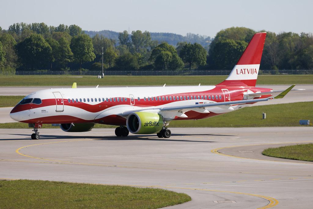 Munich Airport: Air Baltic (BT / BTI) | Livery: Latvia's 100th anniversary Livery | Airbus A220-300 BCS3 | YL-CSL | MSN 55041