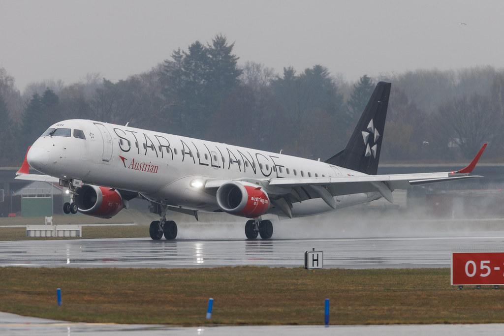 Hamburg Airport: Austrian Airlines (OS / AUA) | Livery: Star Alliance Livery | Embraer E195LR E195 | OE-LWH | MSN 19000486