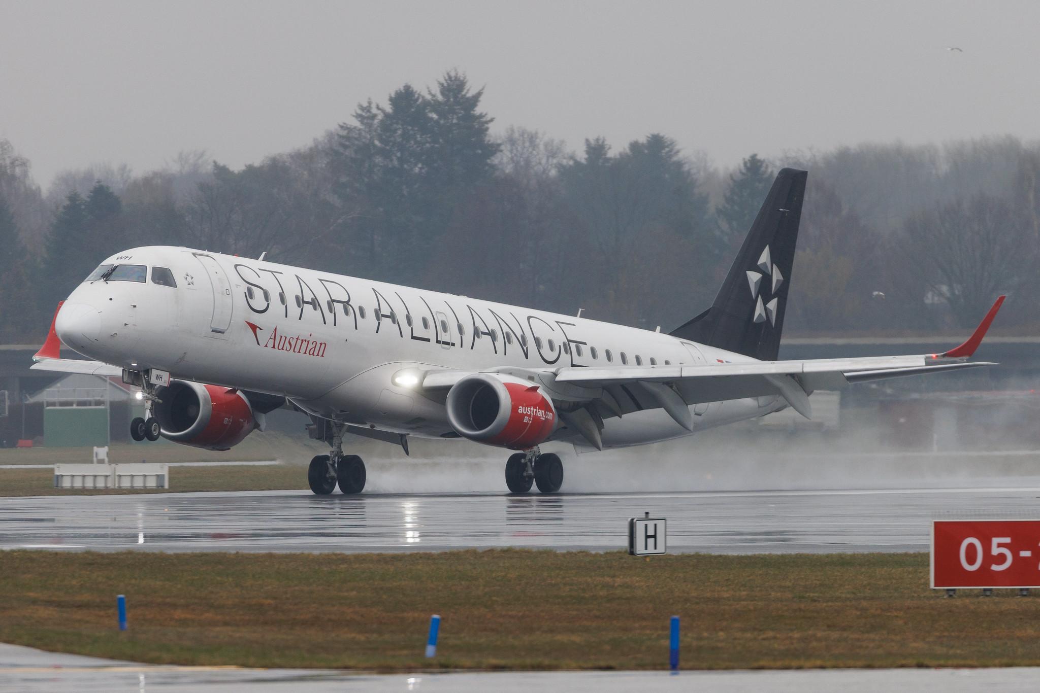 Hamburg Airport: Austrian Airlines (OS / AUA) | Livery: Star Alliance Livery | Embraer E195LR E195 | OE-LWH | MSN 19000486
