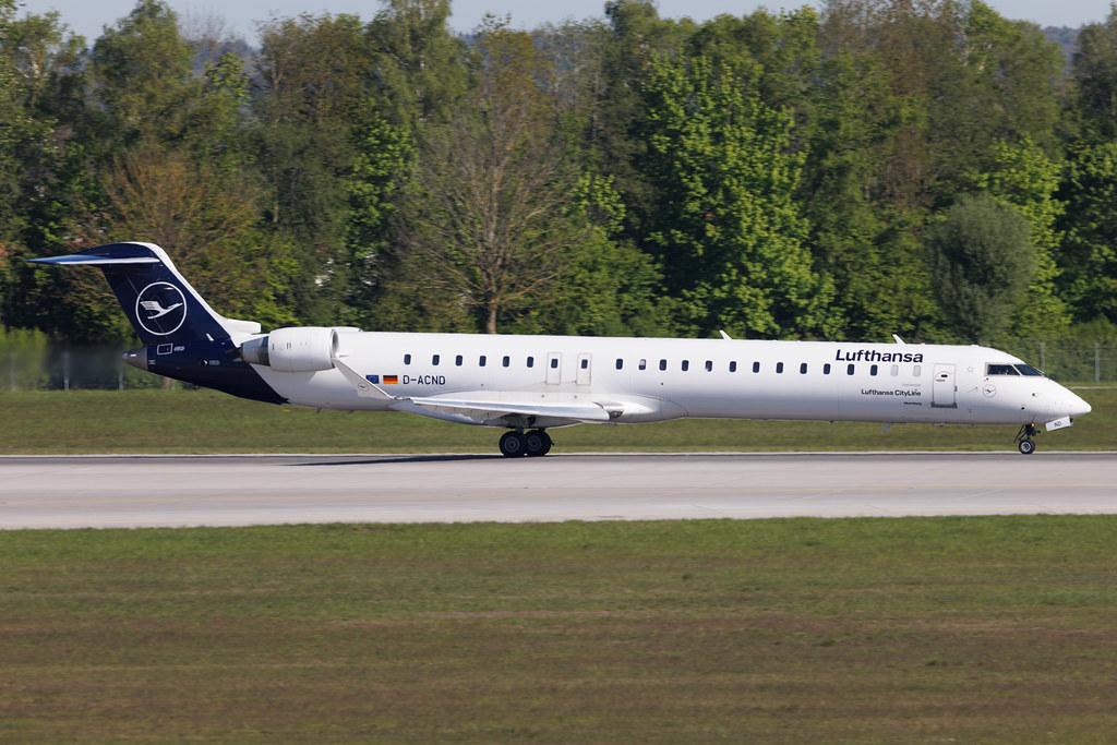Munich Airport: Lufthansa (LH / DLH) | Operator: Lufthansa CityLine | Mitsubishi CRJ-900LR CRJ9 | D-ACND | MSN 15238