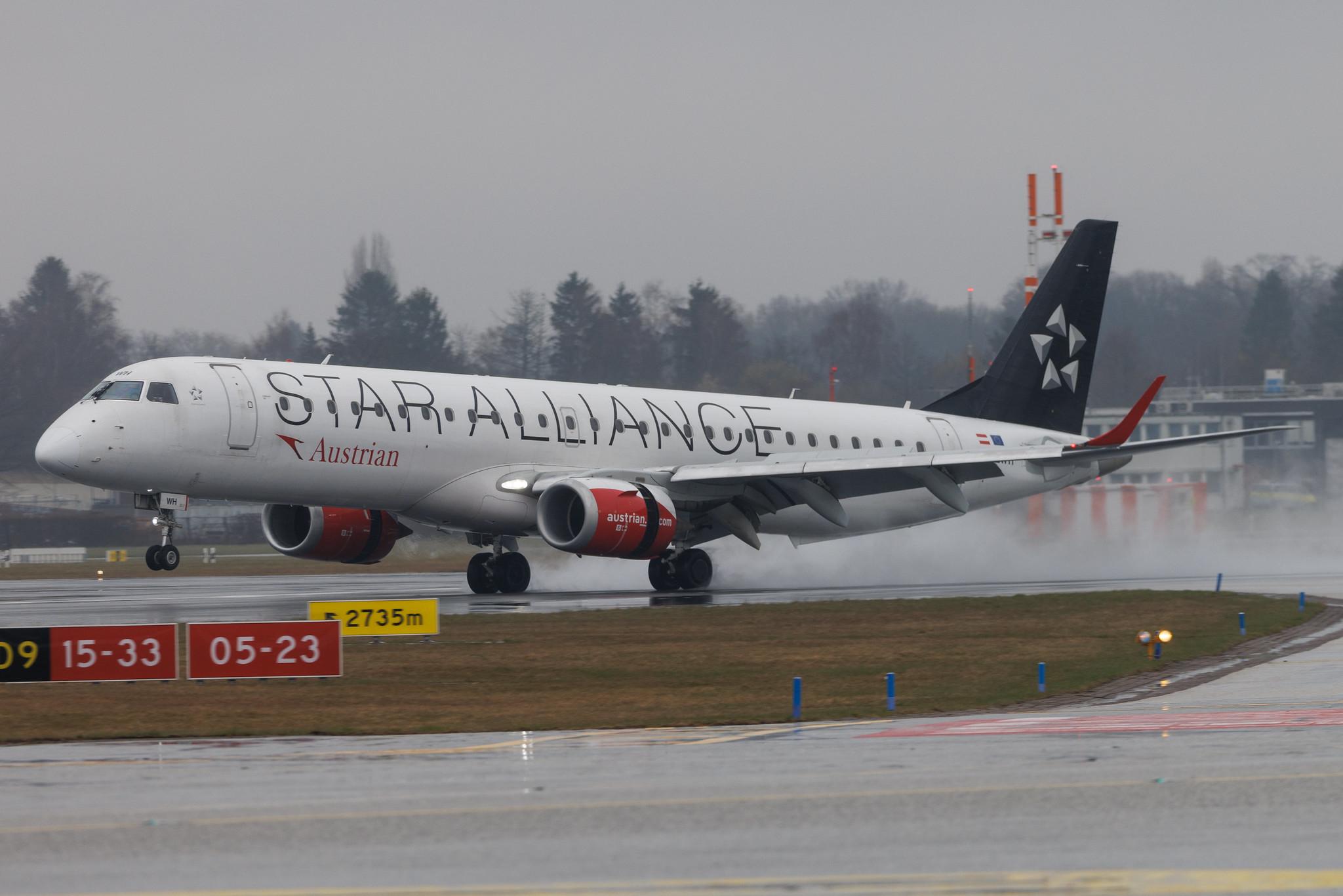 Hamburg Airport: Austrian Airlines (OS / AUA) | Livery: Star Alliance Livery | Embraer E195LR E195 | OE-LWH | MSN 19000486