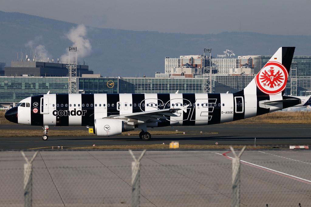 Frankfurt Airport: Condor (DE / CFG) | Livery: Eintracht Frankfurt Livery | Airbus A320-214 A320 | D-ASGE | MSN 04463
