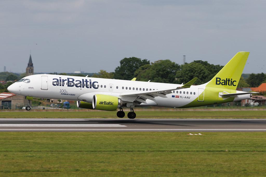 Brussels Airport: airBaltic (BT / BTI) | Livery: 100th Airbus A220 Sticker | Airbus A220-300 BCS3 | YL-AAU | MSN 55064
