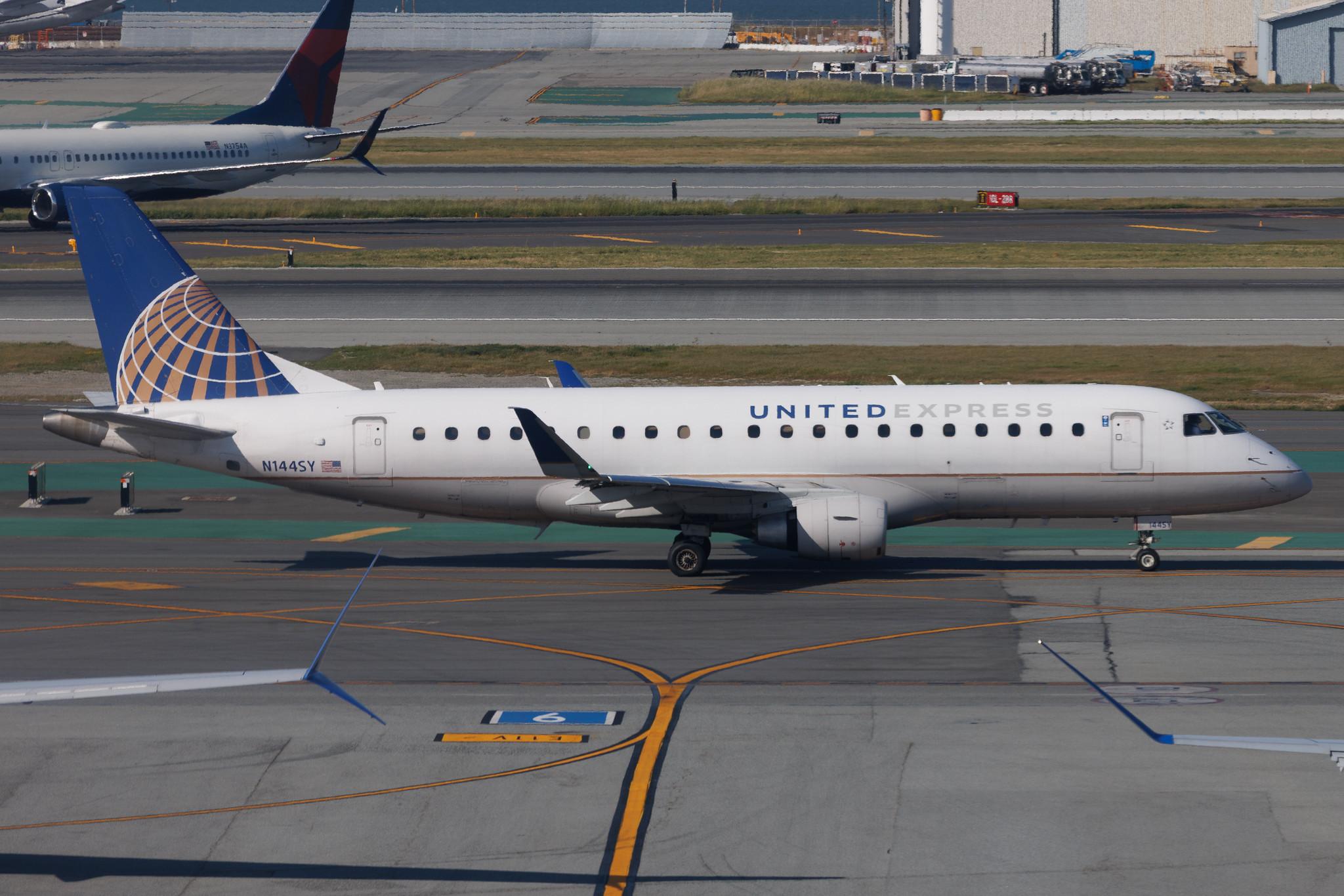 San Francisco International Airport: United Express (UA / UAL) | Operator: SkyWest Airlines | Embraer E175LR E75L | N144SY | MSN 17000482