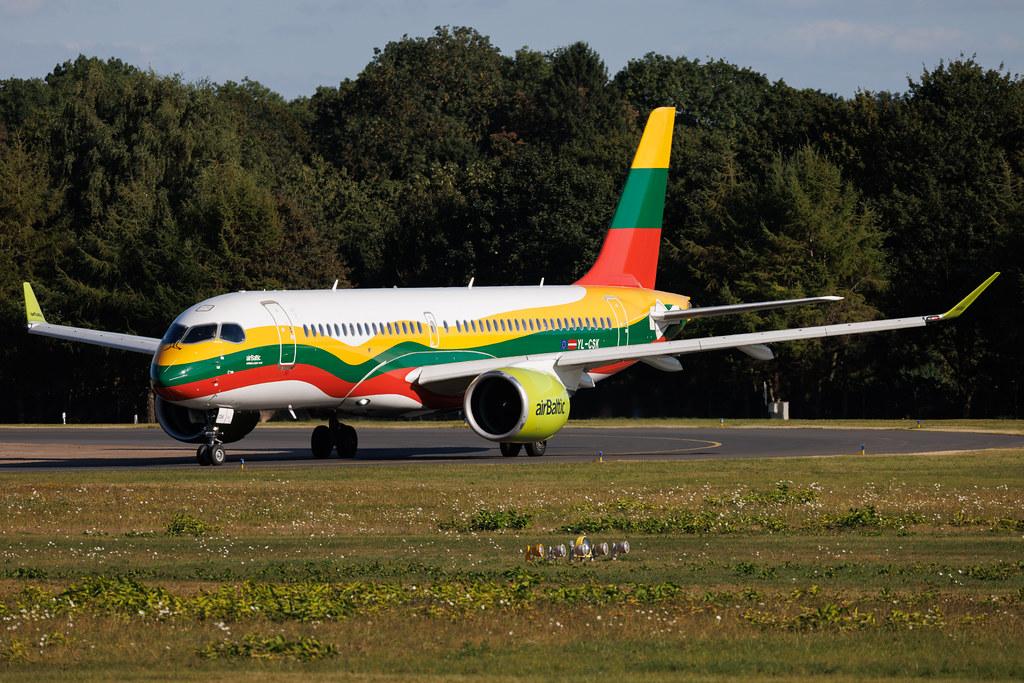 Hamburg Airport: Air Baltic (BT / BTI) | Livery: Lithuanian Flag Livery | Airbus A220-300 BCS3 | YL-CSK | MSN 55039