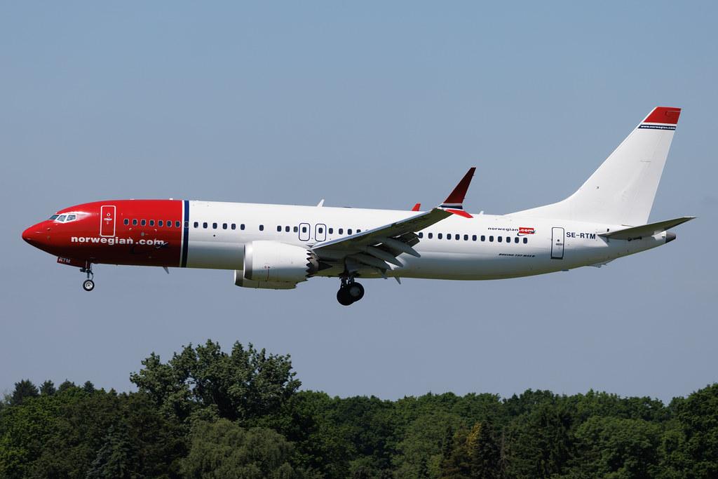 Hamburg Airport: Norwegian (DY / NOZ) | Operator: Norwegian Air Sweden | Boeing 737 MAX 8 B38M | SE-RTM | MSN 62926