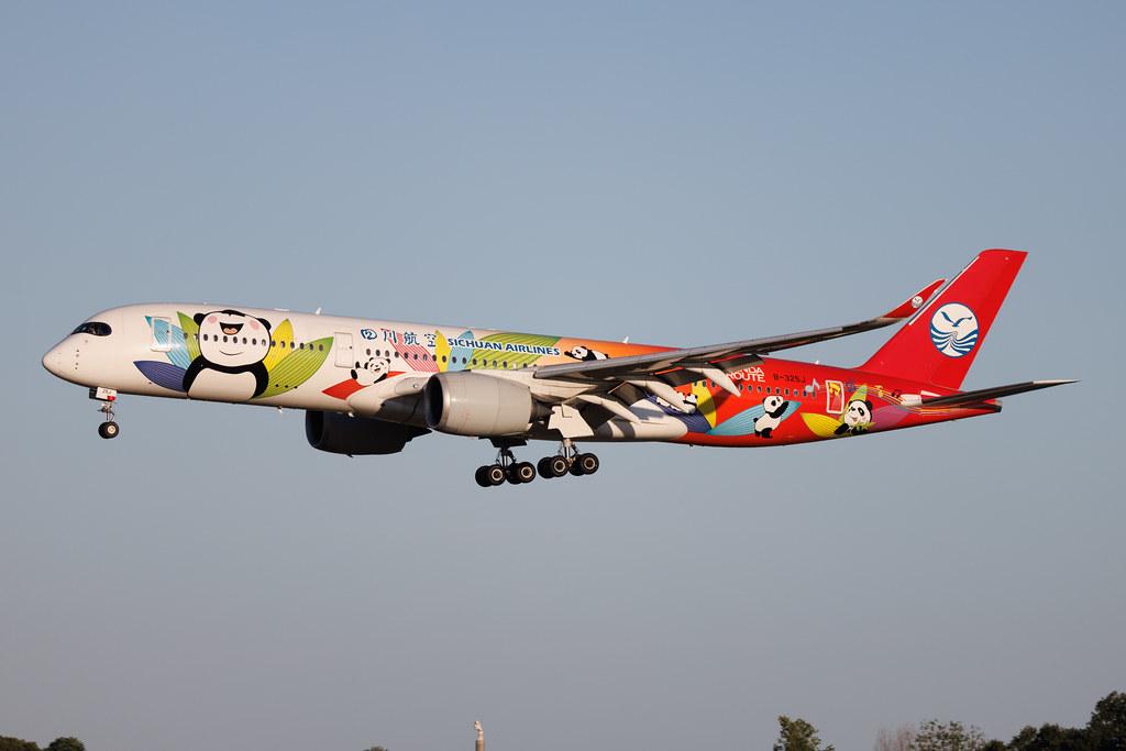 Rome Leonardo da Vinci Fiumicino Airport: Sichuan Airlines (3U / CSC) | Livery: ???? Panda Route Livery | Airbus A350-941 A359 | B-325J | MSN 550
