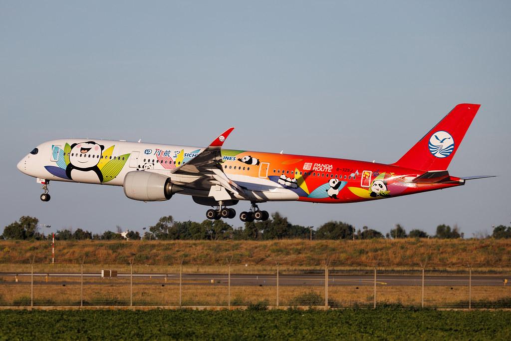Rome Leonardo da Vinci Fiumicino Airport: Sichuan Airlines (3U / CSC) | Livery: ???? Panda Route Livery | Airbus A350-941 A359 | B-325J | MSN 550