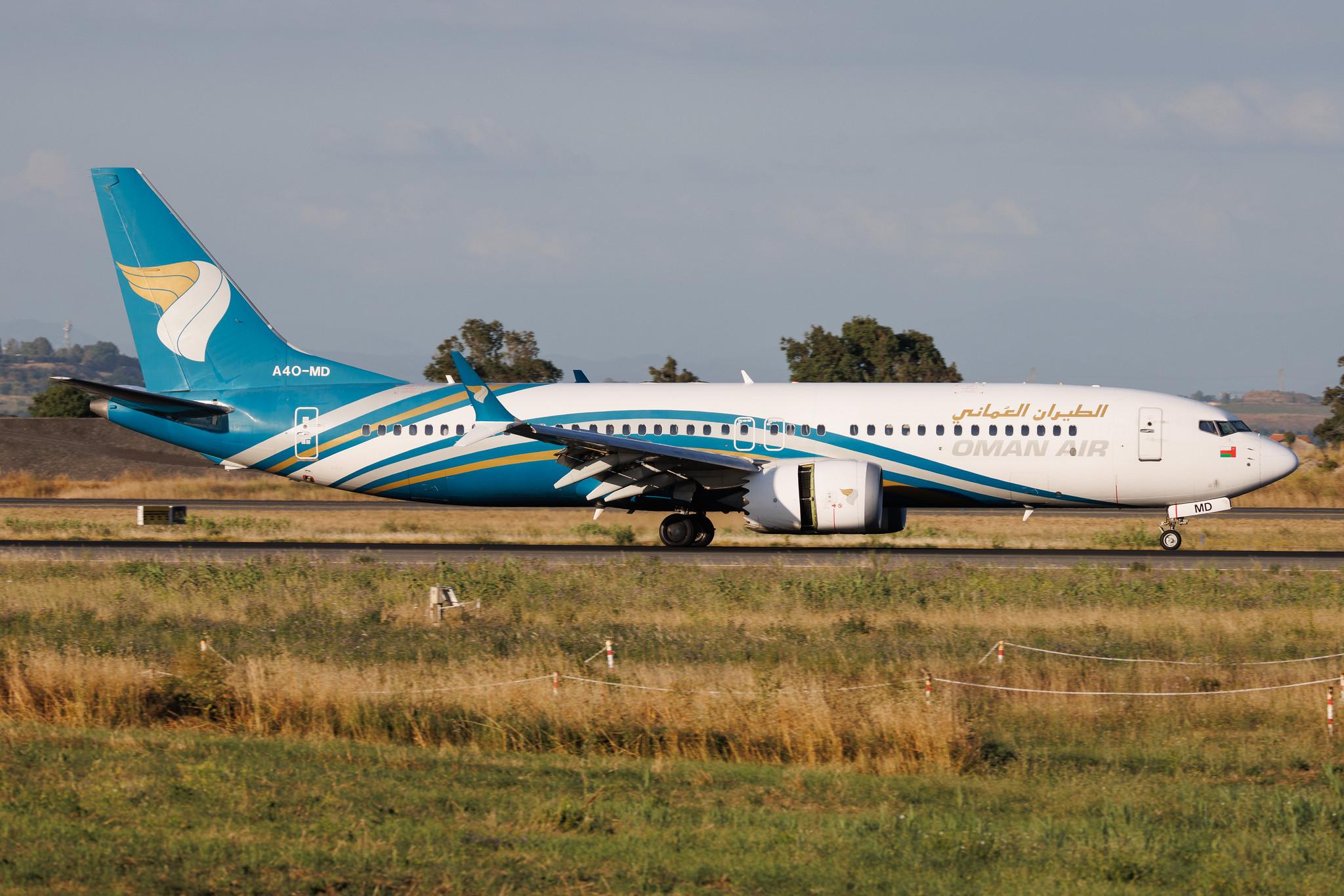 Rome Leonardo da Vinci Fiumicino Airport: Oman Air (WY / OMA) | Boeing 737 MAX 8 B38M | A4O-MD | MSN 43328