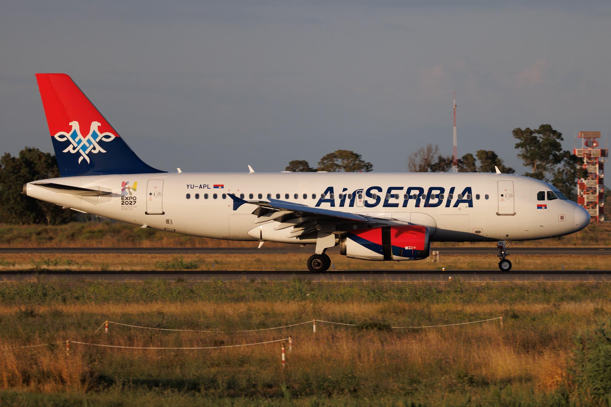 Rome Leonardo da Vinci Fiumicino Airport: AirSERBIA (JU / ASL) | Airbus A319-132 A319 | YU-APL | MSN 04282