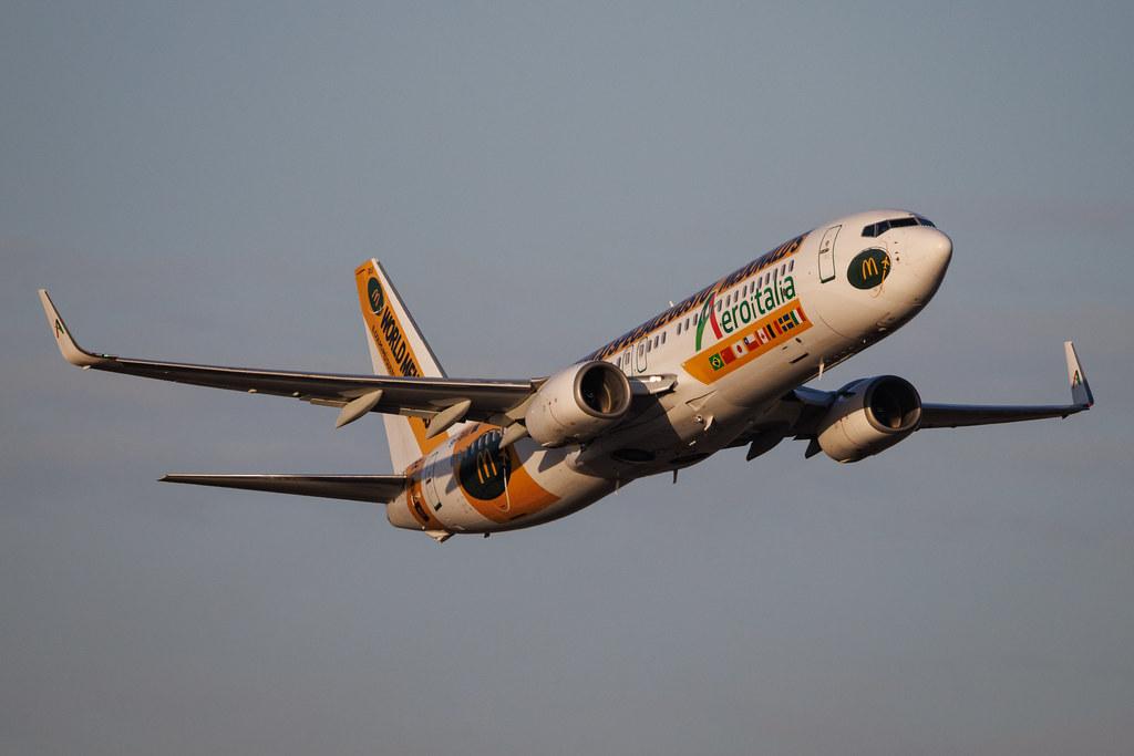 Rome Leonardo da Vinci Fiumicino Airport: Aeroitalia (XZ / AEZ) | Livery: McDonald's World Menu Heist Livery | Boeing 737-8JP B738 | 9H-BRU | MSN 39419