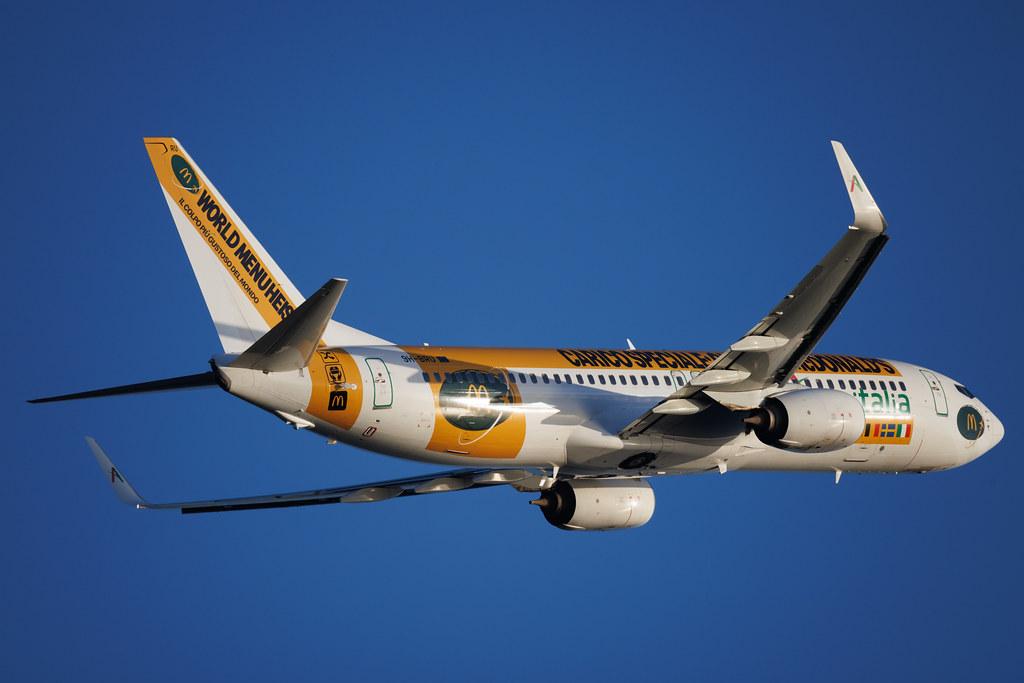 Rome Leonardo da Vinci Fiumicino Airport: Aeroitalia (XZ / AEZ) | Livery: McDonald's World Menu Heist Livery | Boeing 737-8JP B738 | 9H-BRU | MSN 39419